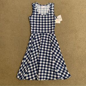 Lularoe NWT Gorgeous Blue Houndstooth Sleeveless Nicki Dress With Pockets XS
